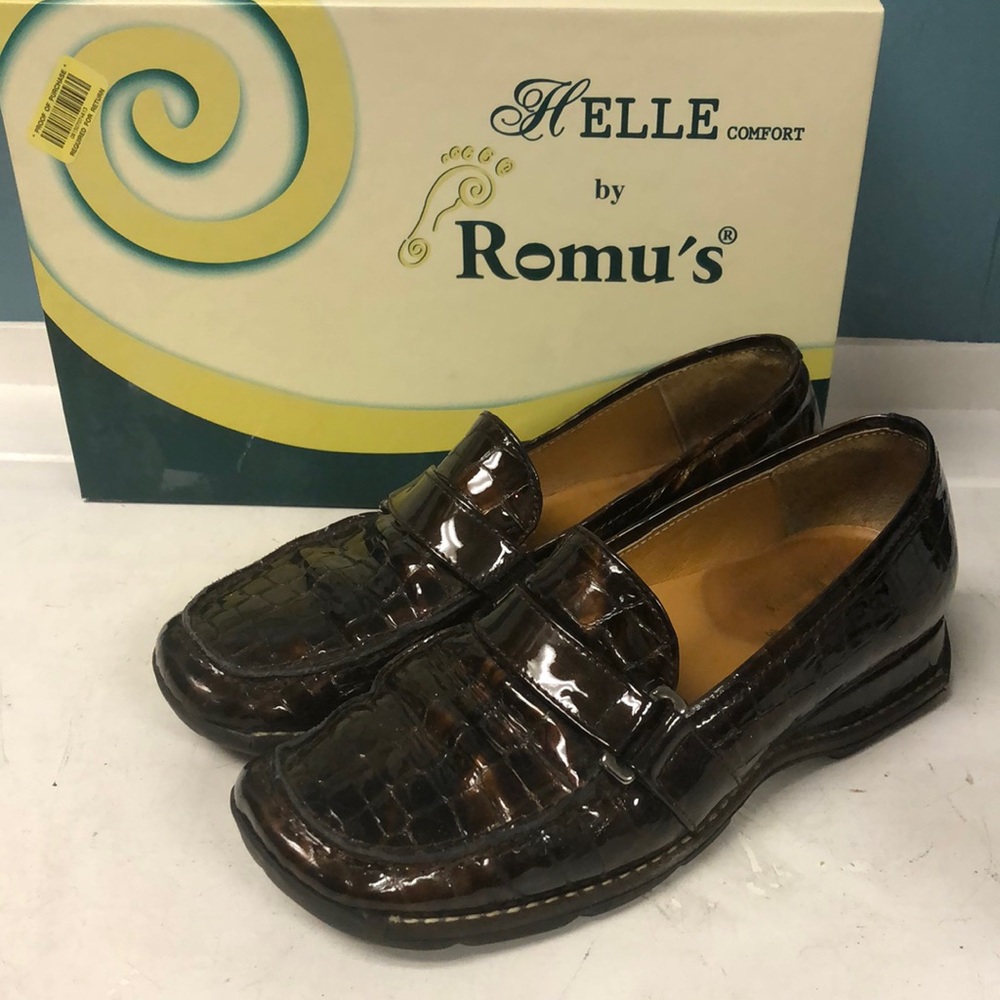Hells comfort by Romu’s brown Sioux 8170 croc‎ print patent women’s size 37